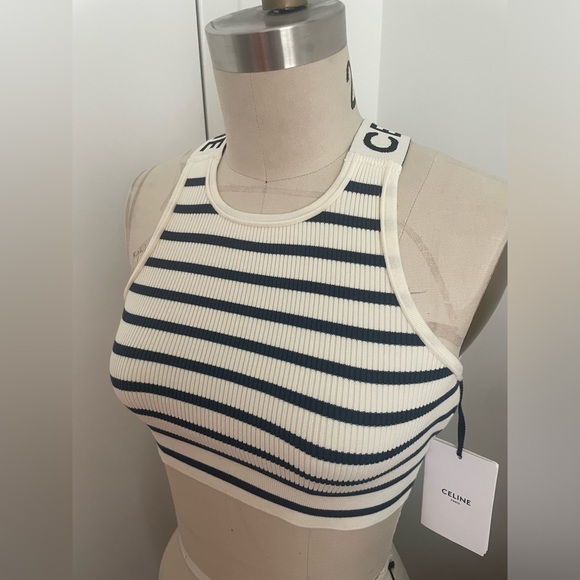 Celine Cross Back Bra *new with tags* Off white / Navy Size Small S - Picture 3 of 8